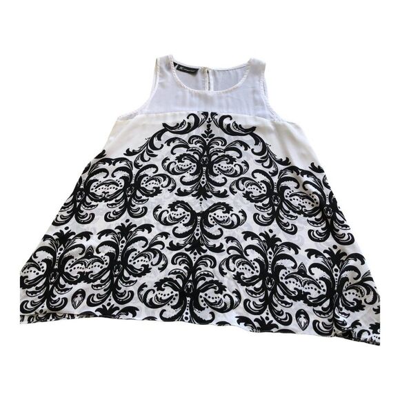 INC Sleeveless black and white sheer sleeveless flowy feminine tunic top Sz 4 - Picture 8 of 10
